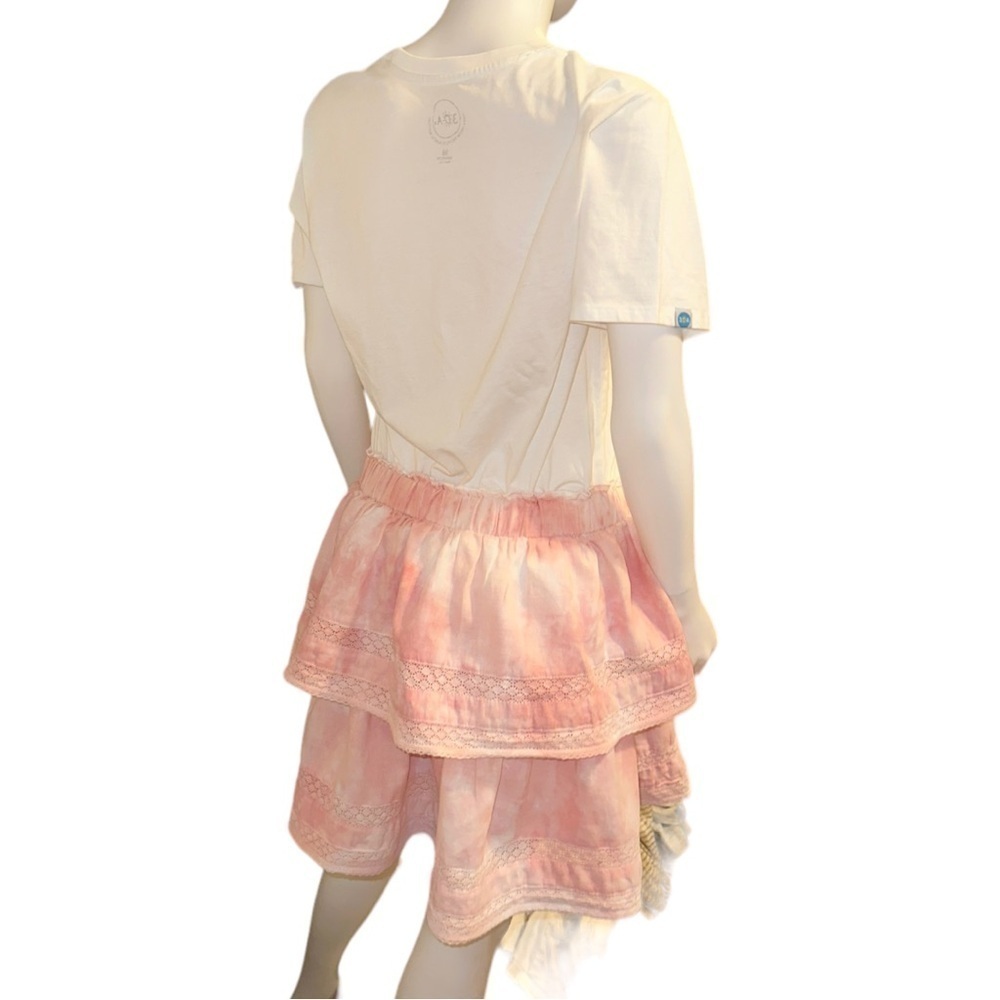 Chelsea & Violet Linen Pink Tie Dye Lace Tiered Mini Skirt Large - Picture 5 of 7